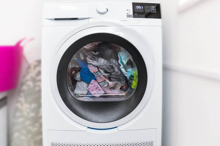 dryer with clothes inside