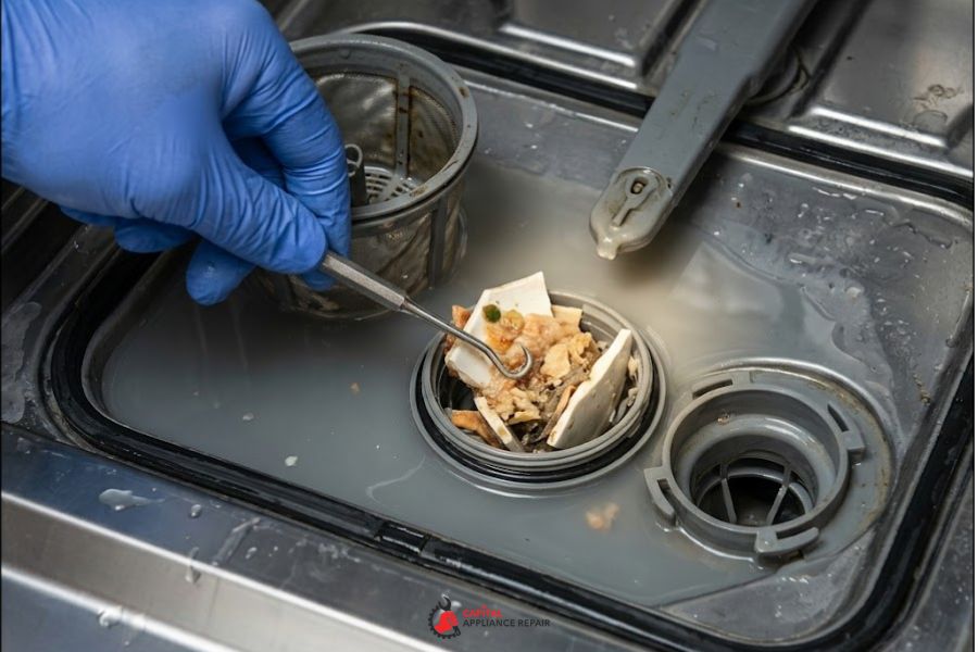 dishwasher standing water diagnostic repair obstruction
