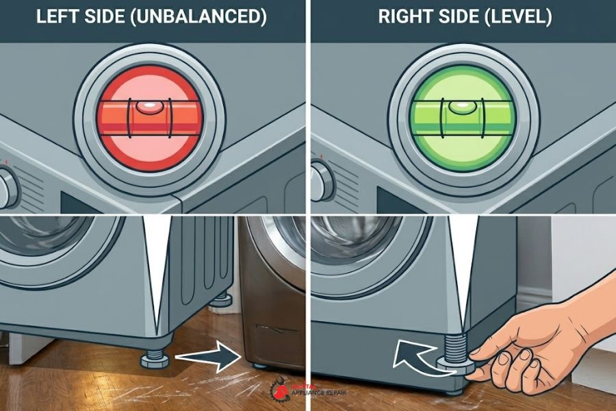 how to fix unbalanced washing machine level