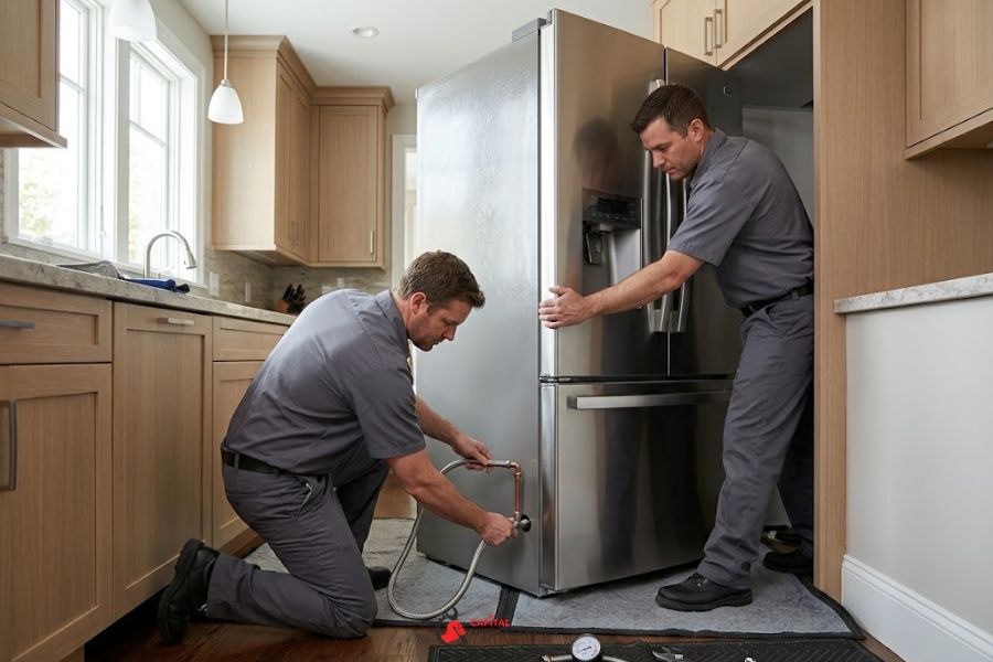 installing new french door refrigerator connecting water line