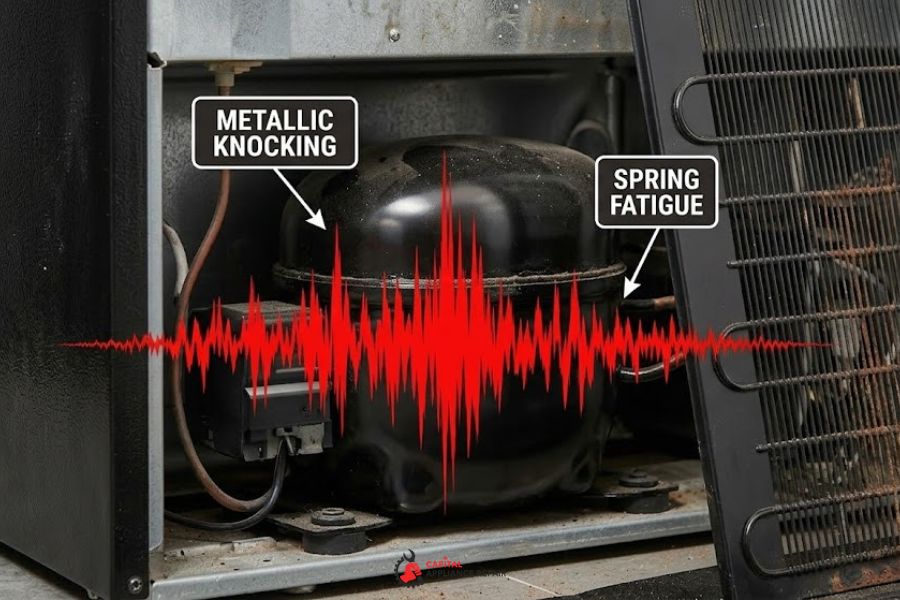 lg fridge compressor knocking noise diagnostic