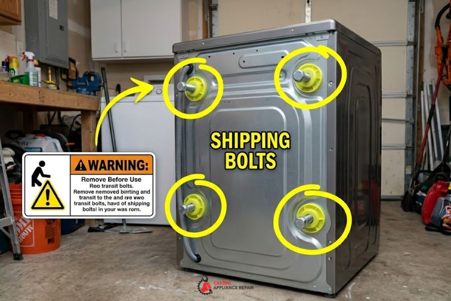 remove shipping bolts front load washer