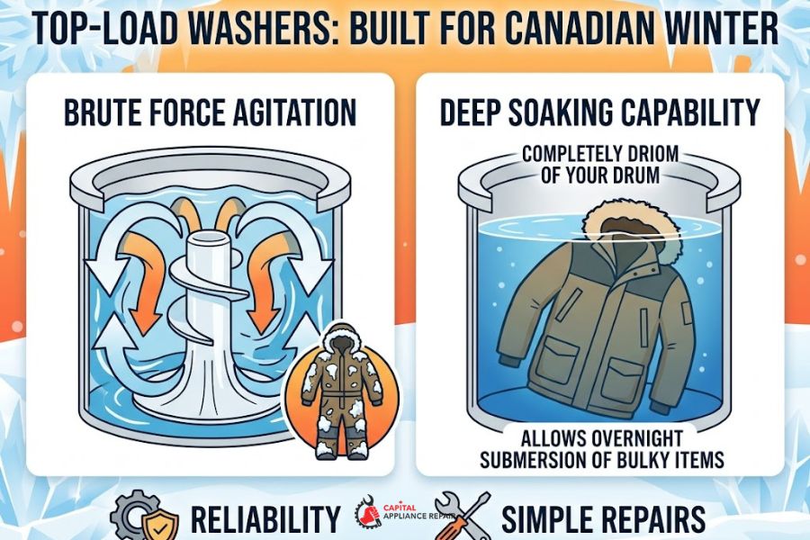 top load washer brute force deep soaking canadian winter