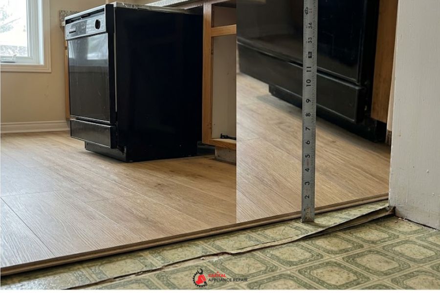 trapped dishwasher layered flooring layered